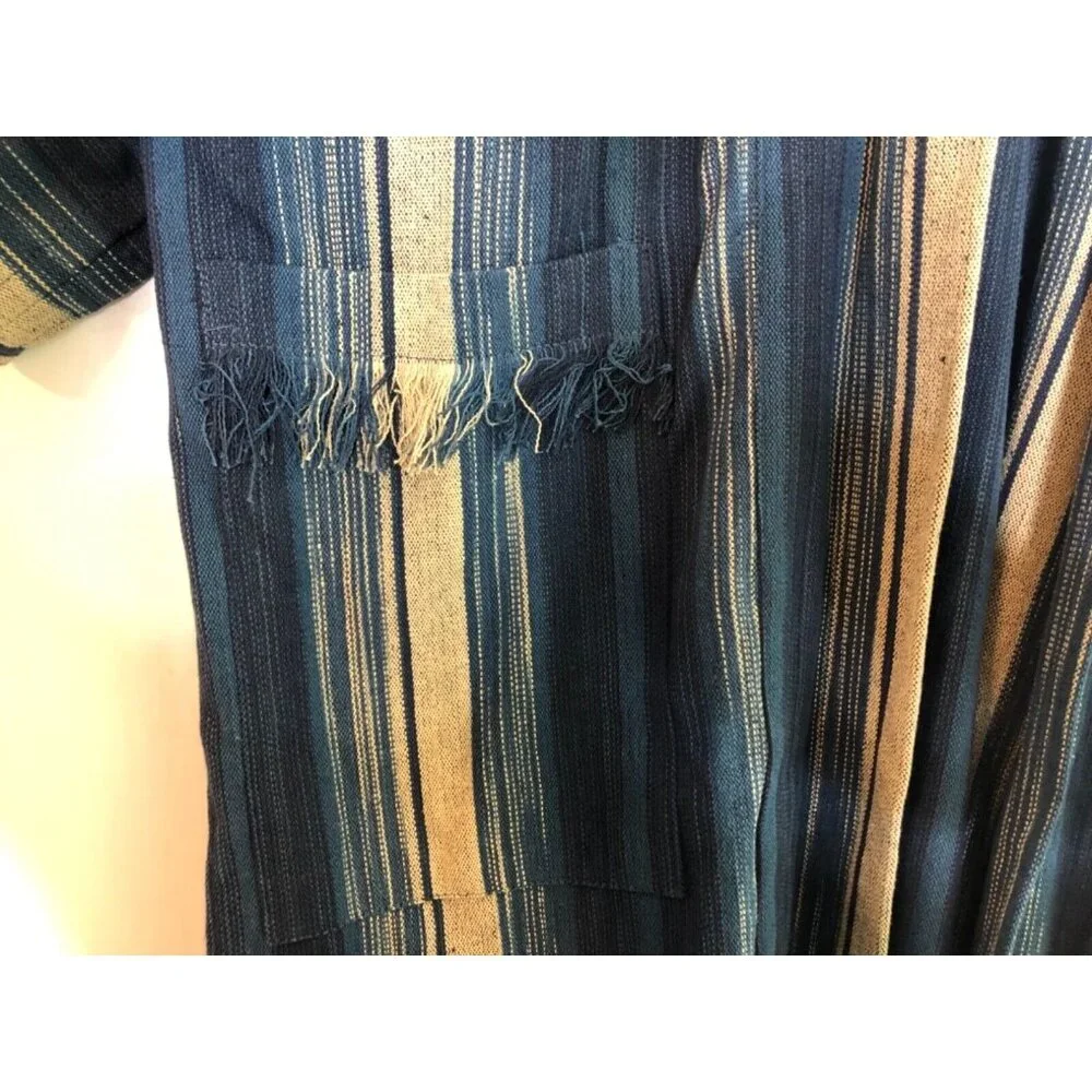 Free People Odyssey Indigo Blue Stripe Kimono One Size S M L - Picture 7 of 7